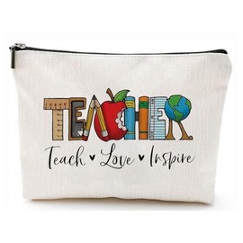 Teachers Inspirational Aprreciation Gifts for Women Teacher Birthday Graduation Gifts for Mentor Preschool Teachers from Students Teacher Teach Love Inspire makeup pouch bag