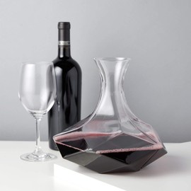 Viski Faceted Wine Decanter, Set of 1, Lead-Free Crystal, Modern Wine Decanter for Red or White Wine, Stunning Gift, 64 oz