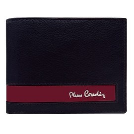 PIERRE CARDIN Men's Wallet, Slim, Man, Small Thin RFID, Gift, Wallet with Coin Purse, Slim, Banknote Holder, Boy Wallet, black/red, Elegant