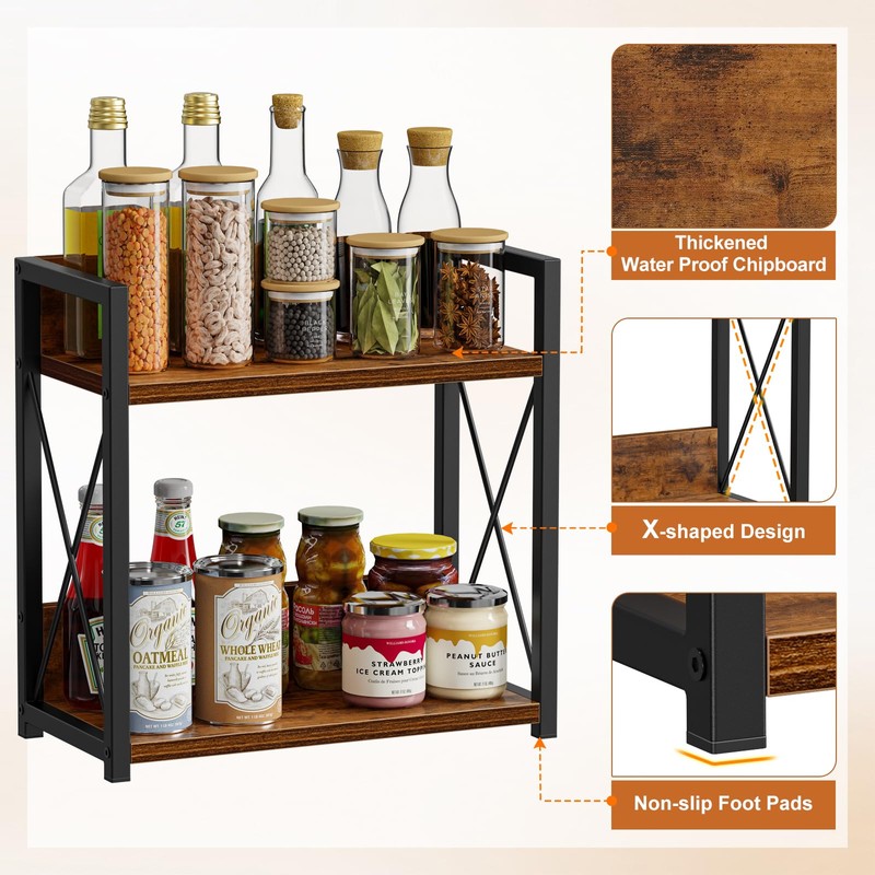 Giikin Kitchen Counter Shelf, Kitchen Countertop Organizer, 2 Tier Spice
