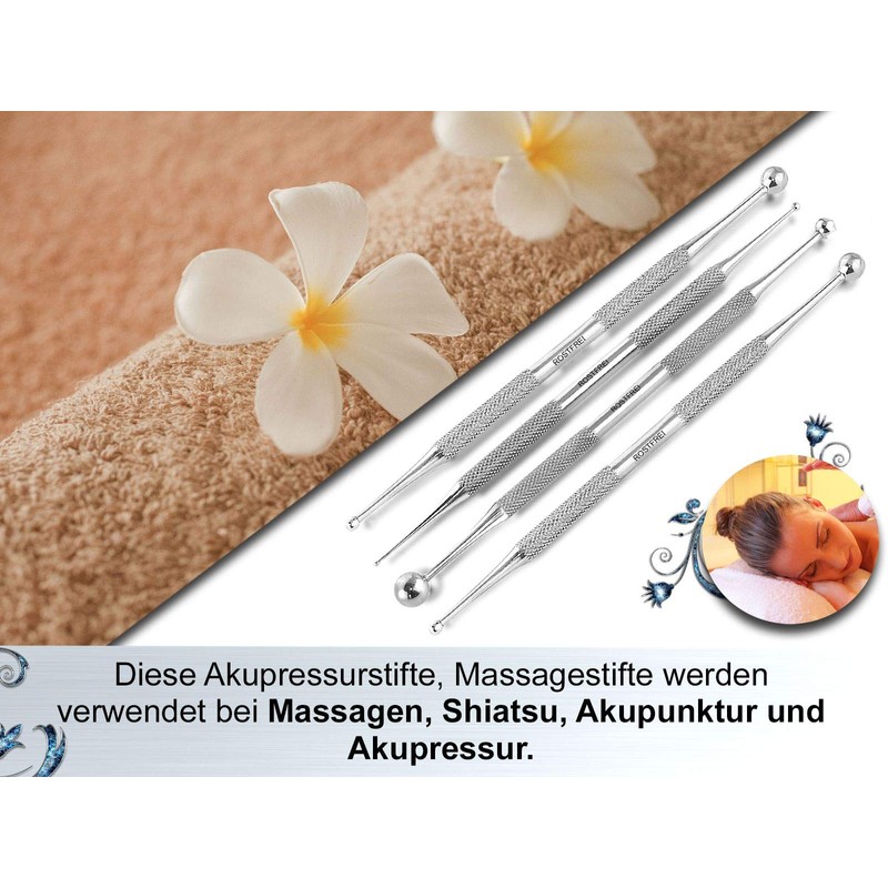 4er Set Akupressurstifte 1/2-3/7-5/8-6/9 mm Narbenstick Massage Akupunktur-Stift