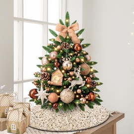 Sofevaim Mini Gold Christmas Tree Skirt 24 inches, Velvet Tree Skirt Champagne Gold Sequin Tree Skirt Christmas Decorations for Slim Pencil Tree & Table Top Christmas Trees