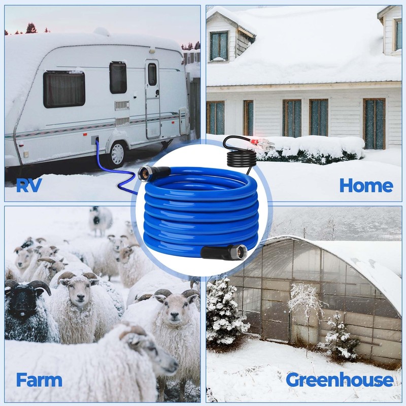 15FT Heated Water Hose for RV,-45 ℉ Antifreeze 4.0 Upgraded
