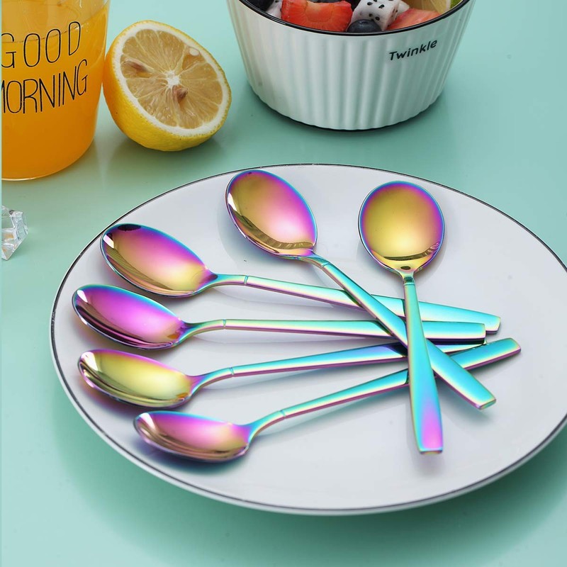 Berglander Rainbow Teaspoon, Stainless Steel Tea Spoon Dessert Spoon with