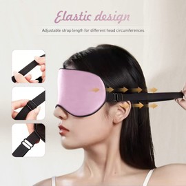 Viedouce Sleep Mask Silk Eye Mask 100% Skin-Friendly Silk Sleep Mask Women and Men, Comfortable Sleeping Mask Ideal for Sleeping at Home and Travel (1 Pack, Pink)