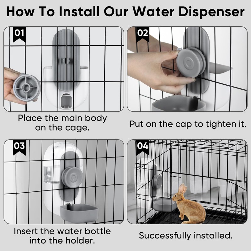 Lemtrflo 28oz Hanging Automatic Water Dispenser，Rabbit Water Bottle,Bunny Guinea Pig