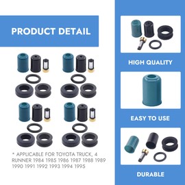 4 Sets Fuel Injector Rebuild Kit Durable Fuel Injector O-Rings Seal Filters Rebuild Kits Compatible with Toyota Pickup 4Runner 1984 1985 1986 1987 1988 1989 1990 1991 1992 1993 1994 1995 Car Accessory