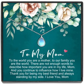 JeeweLife Mom Gifts Sterling Silver Moonstone Necklace Mother's Day, Birthday, for Women Girls