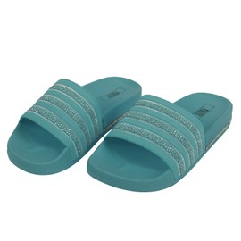 PERLETTI Women's Snake Leather Pattern Mules - Girls Slippers Summer House Beach - Women Slippers Animal Pattern Running Comfort Comfortable - Flat Slippers Waterproof, turquoise