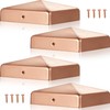 Tandefio 4 Pcs 6x6'' Solid Copper Post Caps Fence Pyramid
