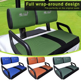 WEIMELL Golf Cart Seat Covers Fit Yamaha G22 G19 G16 G14 G11 G9 G8 G2 Front Seat Covers Thicken Breathable Mesh with Vinyl Leather for Ordinary Cushions No Nails Gun Easy to Install Black & Green