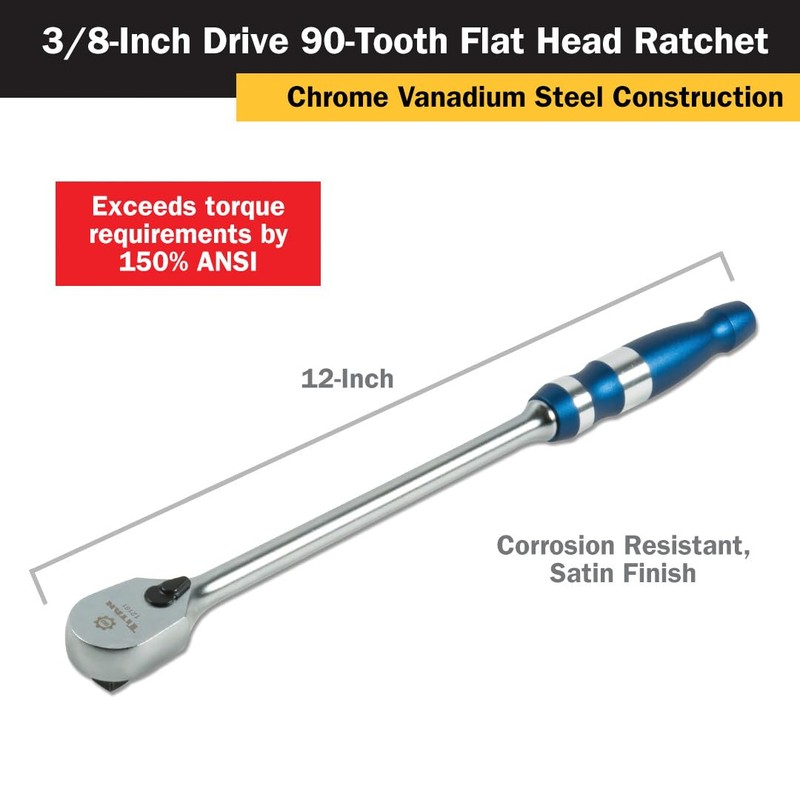Titan 12178 3-Piece 90-Tooth Flat Head Ratchet Set