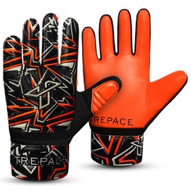 Trepace Sports Football Goalkeeper Gloves For Boys Kids Youth Children Soccer Goalie Goalkeeping Glove with Grip Palms (Orange, 5)
