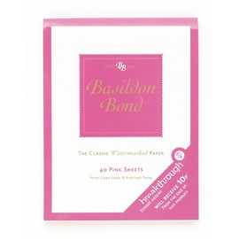 Basildon Bond Pink Writing Paper Pad 178mm x 137mm Premium Watermarked Paper 40 Sheets
