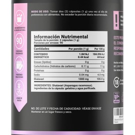 Shatavari Puro - 1000 mg por porción. Adaptógeno | Equilibrio para mujeres.180 cápsulas. Ingredientes Naturales. Pure Shatavari. B Life