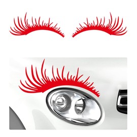 Wevdn 2 PCS Car Headlight Eyelash Decal, Waterproof Vehicle Body Eyelashes Stickers Bumper Window Decal, Universal Exterior Decoration Stickers for Car SUV Truck, Car Accessories (Red)