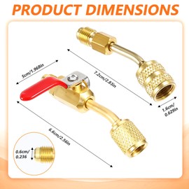 7pcs Air Conditioning Refrigerant Compact Ball Valve 1/4’’SAE, Low Loss Fittings HVAC for R410A R134A R12 R22 Adapter 5/16Inch Female to 1/4Inch Male Flare (3 Hose Globe Valve,4 Angle Adapter)