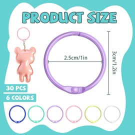 Bercoor 30 PCS Binder Rings 1 Inch Metal Book Rings for Index Cards Flashcards Rings, Small Loose Leaf Binder Rings Key Rings Notebook Paper Rings for School Office Home, 6 Colors