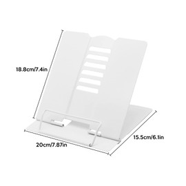 Desk Book Stand WorthPlanet Metal Reading Rest Book Holder Lightweight Bookstand with 6 Adjustable Angles and Paper Page Clip for Textbook, Recipe, Magazine, Paper Tablet W160002 (White)