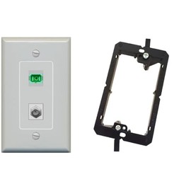 RiteAV - 1 Port SC-APC Fiber Simplex 1 Port Coax Cable TV- F-Type Decorative Wall Plate Bracket Included - Gray