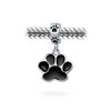 925 Silver Black Enamel Dog Paw Animal Dangle Bead Charm