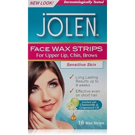 192 Strips | Jolen Face Wax Strips for Upper Lips, Chin and Brows | for Sensitive Skin | Dermatologically Tasted | Pack of 12 | Value Pack