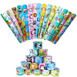 Yamibobo 50 Pcs Animal Slap Bracelets - 15 Designs, Party Favors, Kids & Adults