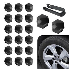 QODOLSI 21 PCS Car Hub Nut Cover with Extraction Clip, 0.75"/19mm Anti-Theft Rust-Proof Waterproof Plastic Car Hub Trim Seal Cover, Replacement Accessories, Suitable for Trucks SUVs Cars (Black)