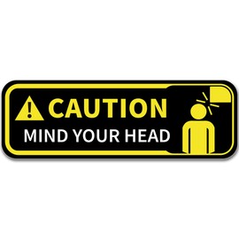 Watch Your Head Sign Stickers, Self Adhesive Vinyl Caution Mind Your Head Safety Signs Decals for Stairs Basement and Factory UV Protected Fade Resistant