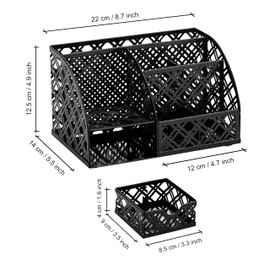 EXERZ Table Organiser/Desk Organiser/Desk Tidy/Pen Holder - Metal, Drawer, Tweezers Holder, Pen Holder - Black