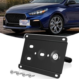 License Plate Holder Front License Plate Bracket No Drill Tow Hook Mount Anti-Theft License Plate Frame Compatible with 2017-2019 Hyundai Elantra, 2014-2018 Kia Forte Sedan