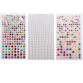 Mixed Size Color Nail Art Bead Pearl, Colorful Pearl Bead for Face Body Decoration Self Adhesive Colored Stickers