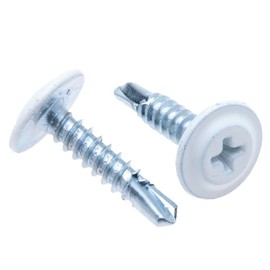 4.2 mm x 19 mm Multi-Color Self-Tapping, Self-Drilling Montage Screws Phillips, Fine Thread and Flat Head, Powder Coated RAL9010 Pure White, Hardened Steel Screws for Thin Steel Parts (250 pcs)