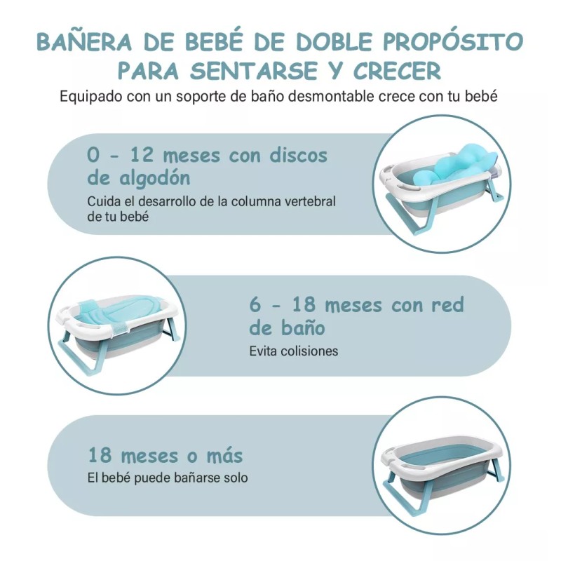 NS Bañera Tina De Baño Para Bebe Plegable Antideslizante+cojín