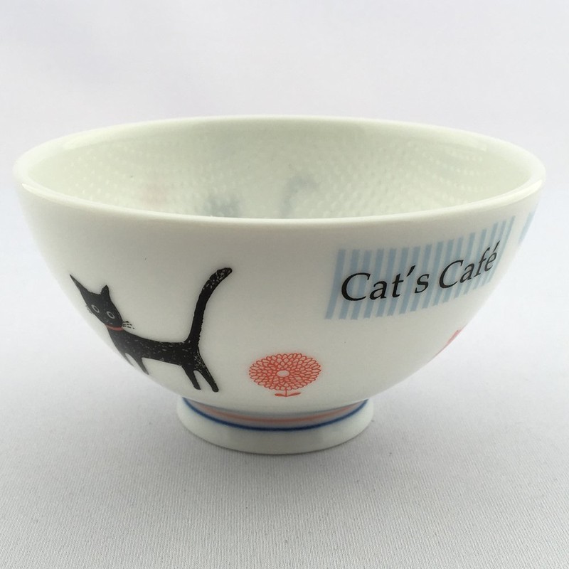 Ogura Pottery tubutubu Rice Bowl Small Cat's Café 77091