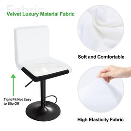 HuaLiSiJi Bar Stools Slipcovers with Backrest Stretch Chair Covers Cover Velvet Bar Chairs, Luxurious Fabric, Soft Texture, Stretchable and Wrinkle Resistant, Washable and Dustproof (2, White)