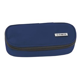 Comix - Ovales Federmäppchen für Kinder und Jugendliche, ideal für die Aufbewahrung von Schreibwaren, mit Innenteiler mit elastischen Schlaufen und praktischem Reißverschluss, 22 x 5 x 7 cm, Blau,