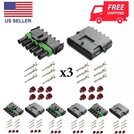 Delphi Weather Pack 6 Pin Sealed Connector Kit 14-16 AWG 3 Complete Kits