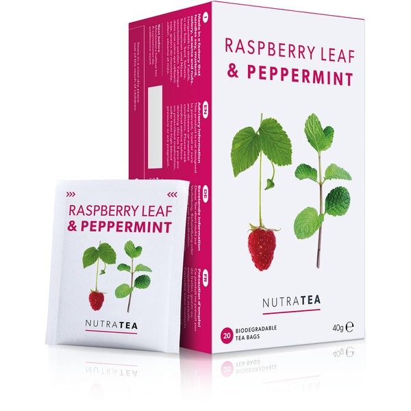 Nutra Tea - Raspberry Leaf & Peppermint Tea - Raspberry Leaf Tea For Pregnancy & Expectant Mothers - 20 Tea Bags - Herbal Tea - (1 Pack)