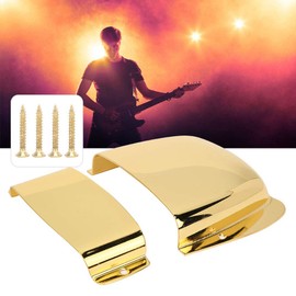 Guitar Bridge Pickup Plate Protective Cover Set for PB Electric Bass Guitar Equipped with 4 Mounting Screws (Gold)