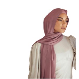 KIRAN FASHION Premium Chiffon Hijab Head Scarf Shawl Sarong Wrap for Muslim Women Lightweight (Dusty Pink)