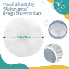 MAQIHAN 6 Shower Cap Reusable Waterproof - Large Plastic Shower Caps Hair Treatment Deep Conditioning Cap Shower Hat Hair Care Bathing Travel Essentials Washable Cover Women Men Long Hair Accessories