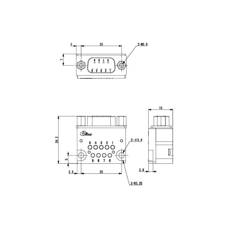 Einz D-SUB & Probe Connector Robo Side OXDPS09A