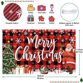 Minicoco Large Christmas Backdrop Banner,Red Fabric Christmas Decoration Supplies,Xmas Background Decoration Christmas Banner Photo Booth Sign Wall Background for Christmas Indoor Outdoor Decoration