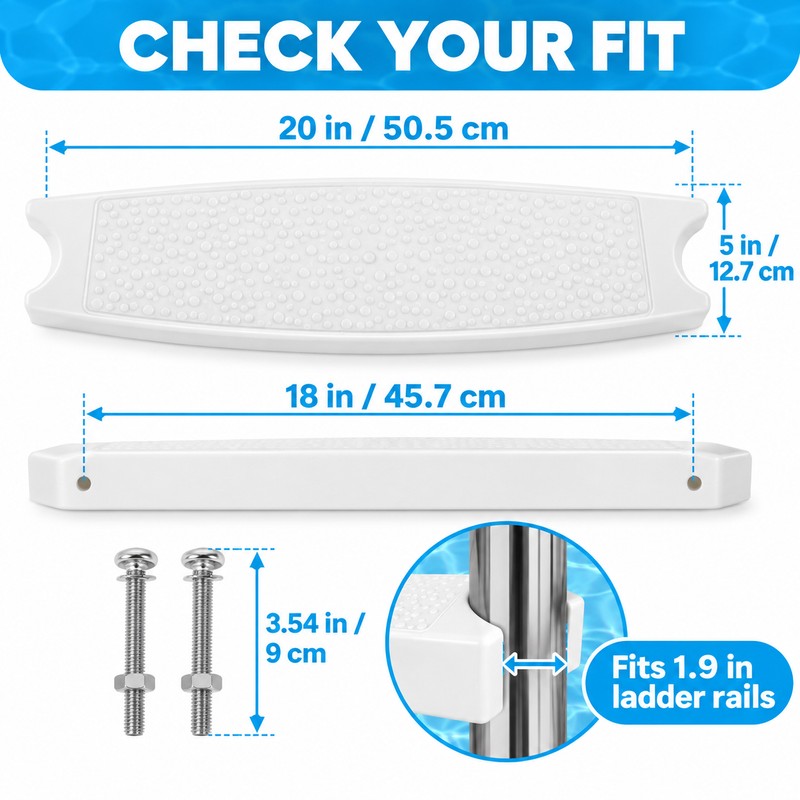 3 Pack Universal Swimming Pool Ladder Replacement Steps, Non-Slip ABS
