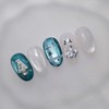 Teal Green Winter Ornament Handmade Nail Tips - Almond Long