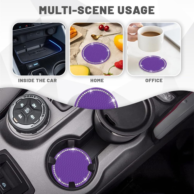 Kutyun 4PCS Bling Car Cup Coaster, Universal Non-Slip Cup Holders