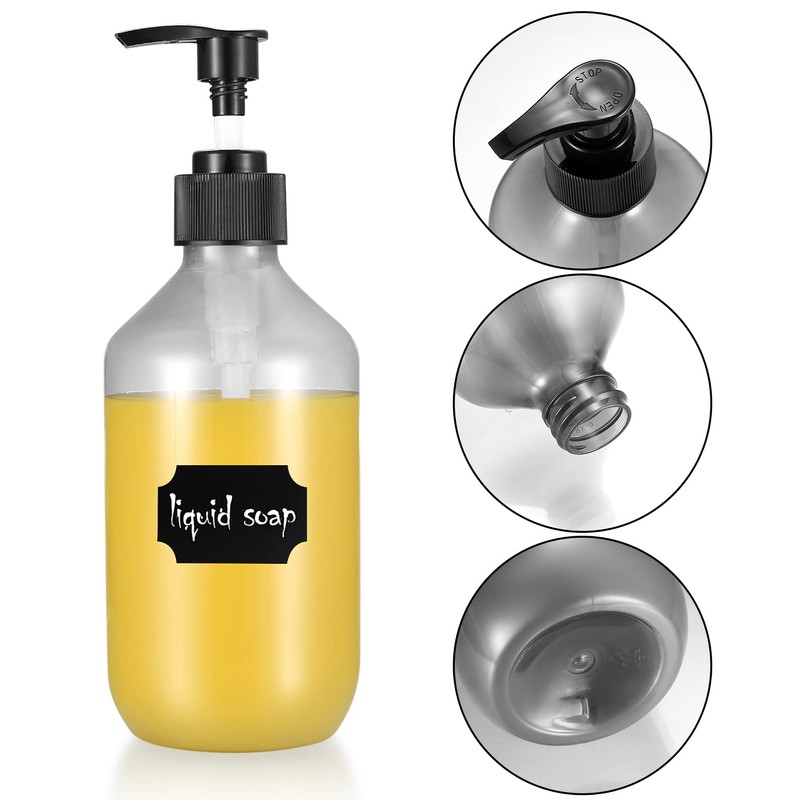 Pack of 4 Refillable Empty Shampoo Bottles, 300 ml Soap