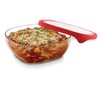 Libbey Serve It Square Glass Containers with Red Lids, 12.5-cup,