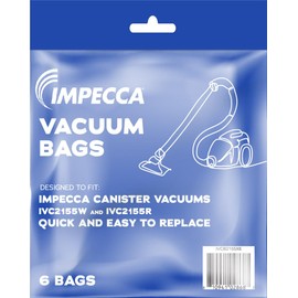 IMPECCA 2L Replacement Vacuum Bags Made to fit Impecca Canister Vacuum Cleaner IVC2155 Red/White - 6 Pack